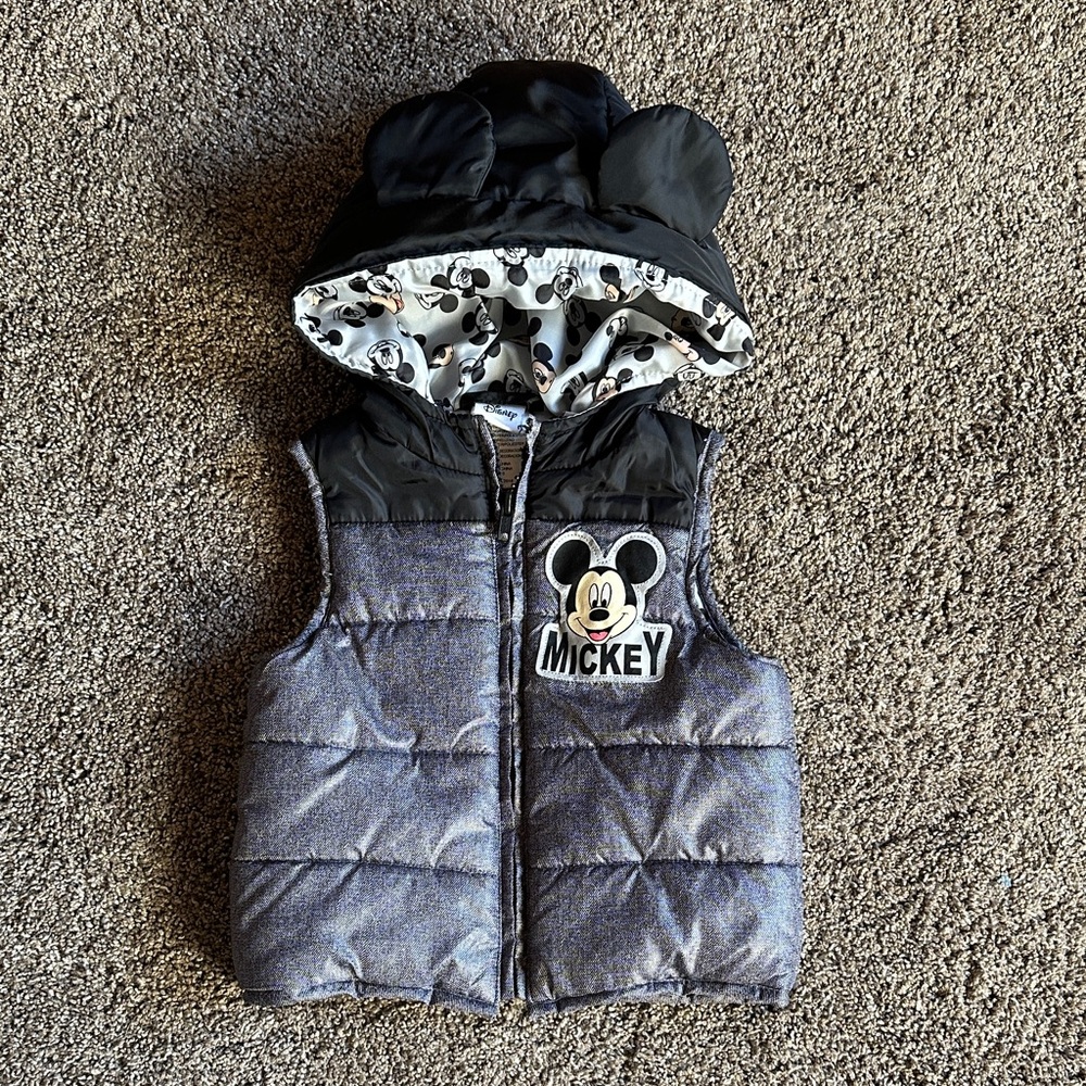 Disney Mickey Mouse Hooded Puffer Vest, Toddler Boy: Size 18mons.